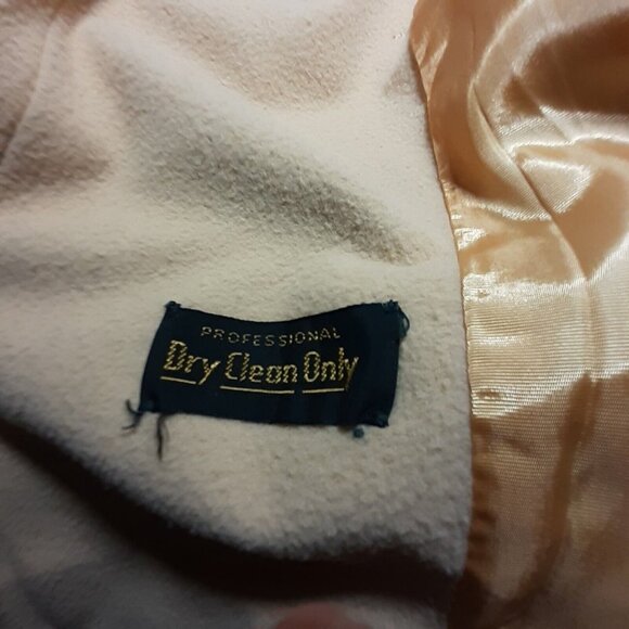 Vintage Mid Century Double Breasted Coat Beige Pea Coat Style USA Union Made L - Picture 7 of 12